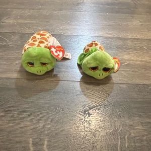 Set of‎ 2 Ty Turtles: 1 Teeny Ty, 1 Beanie Boo.
